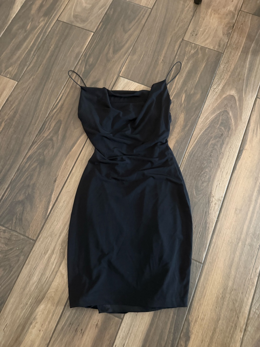 B Darlin Black Strapless Cowl Slip Dress
